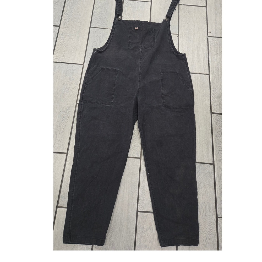 Girl Scout Shop Black Canvas Overalls XXL Butterfly Patch Bib Pocket Workwear